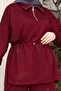 Women's Oversize Cut Zippered Collar Gathered Waist Modal Suit 3222 Claret Red - 2