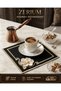 Premium 6-Piece Cocktail and Coffee Presentation Napkin Set with Pearls and Floral Black Baroque Frame - 3