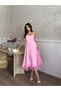 Quality Premium Women's Skirt Tulle Detailed Strap Midi Length Evening Dress Premium Dress - 2