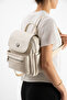Women's Faux Leather, Multi-Compartment, Zippered, Stylish and Convenient Backpack Cream - 3
