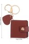 Personalized Brown PU Photo Keychain,Mini Portable Symmetrical Picture Keyring for Bags - 2