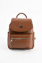 Women's Faux Leather, Multi-Compartment, Zippered, Stylish and Convenient Backpack, Matte Brown
