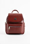 Women's Faux Leather, Medium Size Multi-Compartment, Zippered, Stylish and Convenient Backpack, Burgundy