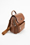 Women's Faux Leather, Multi-Compartment, Zippered, Stylish and Convenient Backpack, Matte Brown - 2