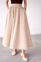 Sand Beige Double Skirt with Elastic Waist and Pockets