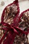 Leopard Patterned Burgundy Lace Detailed Nightgown and Panties Set - 3