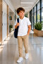 Unisex Kids Polo Collar T-Shirt for School Plain Basic 100% Cotton 7-14 Years - 2