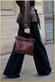 Women's Front Lock Detailed Hand and Shoulder Bag-Burgundy - 5