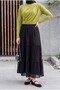 Half Throat Drawstring Sandy Blouse - Oil Green - 5