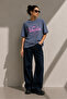 Women's Anthracite Oversize Paradise Printed Lycra Crew Neck T-Shirt (95% Cotton) - 2