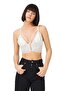 Cream Lace Thin Strap Covered Triangle Women's Bralette Bustier