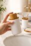 White Bamboo Patterned Nola 5 Piece Bathroom Set, 6 Liters - 3