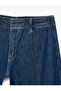 Regular Waist Pocketed Buttoned Wide Leg Ribbed Denim Trousers - Culotte Jeans - 8