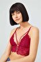 Burgundy Lace Thin Strap Covered Triangle Women's Bralette Bustier - 3