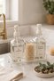 Liva 2-Piece Glass Liquid Soap Dispenser Set, with Metal Stand, Sponge Holder, 2 X 500 Ml, 24X9.5X23 Cm. - 3