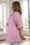 Foldable Sleeve Detailed Striped Pattern Seersucker Cotton Large Size Shirt - 4