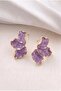 Lilac Enamel Wing Gold Color Women's Earrings