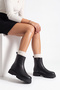 Women's Zippered Thick Sole Daily Boots Terase Black - 2