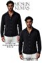 Men's Black Muslin Linen Fabric Shirt - 2