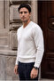 Parma 100% Acrylic V-Neck Men's Knit Sweater - Ecru - 7