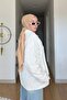 Ecru Buttoned Oversized Canvas Jacket - 2