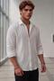 Men's White Oversize Burlap Fabric Shirt