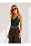 Women's Emerald Green Strap Adjustable Ruched Flowy Knitted Tank Top Blouse BLZ-19001732 - 4