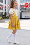 Girl's Helen Yellow Strap Tie Gilet Dress Ecru Lace Short Sleeve Blouse Evening Dress Set April 23 October 29 - 8