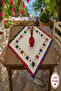 Basma Border Patchwork Poppy Embroidered Table, Coffee Table, Fiskos Cover