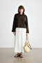 Brown Long Sleeve Embroidered T-Shirt - 4