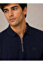 Polo Collar Thin 100% Organic Soft Fleece Zippered Men's Knitwear Sweater - 5