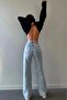 Ice Snow Wash Stretch Fabric Super High-Waist Loose-Leg Denim Palazzo Pants - 2