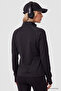 Black Zippered Mock Neck Basic Comfortable Form Women's Running Jacket - 97310 - 5