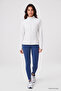White Zippered Mock Neck Basic Comfortable Form Women's Running Jacket - 97310 - 3