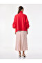 Slim Fit Viscose Polka Dot Patterned Fish Cut Satin Midi Skirt - 3