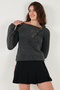 Premium Regular Fit Boat Neck Button Detailed Sweater Women's Sweater 680Kz002563 - 5