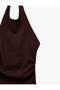 Draped Fabric Halter Neck Midi Dress with Open Back and Halter Collar - 7