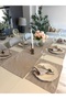 Royal Linen Textured Beige American Placemat and Runner Set 6 1 - 5