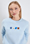 3 Thread Teddy Bear Embroidered Oversize Sweatshirt with Stopper - 6