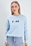 3 Thread Teddy Bear Embroidered Oversize Sweatshirt with Stopper