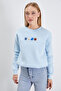 3 Thread Teddy Bear Embroidered Oversize Sweatshirt with Stopper - 7