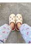 Women's Embroidered Plush House Slippers with Red Insole, Warm and Stylish Dowry-Bohça-House Slippers - 2