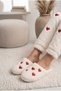 Women's Embroidered Plush House Slippers with Red Insole, Warm and Stylish Dowry-Bohça-House Slippers - 2
