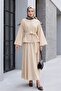 Single Button Belted Skirt Suit -Beige - 4
