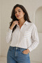 Double Striped Single Pocket Milk Brown Shirt 1500056