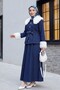 Baby Collar Jeans Set with Fur Collar and Sleeves and Belt at the Waist -Laci - 5