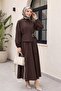 Cupra suit with elasticated sleeves, side tie, and hidden buttons - coffee - 3