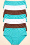 High Waist Bikini Panties 7-Pack Cotton Turquoise White Coffee Mixed Women's