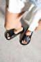 Daily Women's Black Slippers with Straps Soft Comfortable Lightweight Orthopedic Sole E-480 - 4