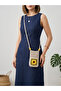 Hand Knitted Sunflower Motif Crossbody Phone Bag (with Adjustable Strap)